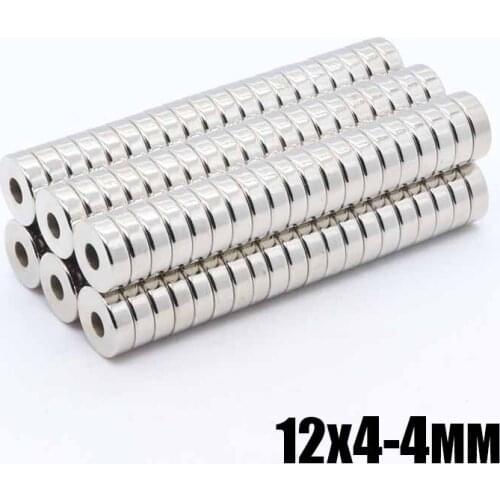 100pcs 12x4-4 mm N35 Super Strong Round Neodymium Countersunk Ring Magnets 12mm x 4mm Hole: 4mm N35 Neodymium Magnet
