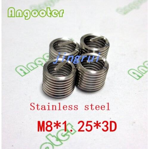 100pcs M8*1.25*3D Wire Thread Insert Bushing Screws Sleeve Stainless steel Repair Insert kit Fastener Connection Tools