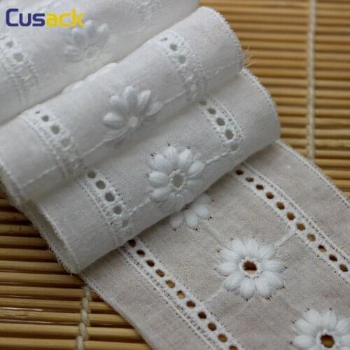 16 meters 6.2 cm White 3D Embroidered Flower Lace Trims Cotton Costume Ribbon Applique Home Textiles Sewing Lace Fabric