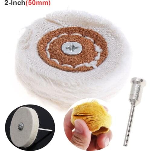 2 Inch T-shaped White Cloth Polishing Wheel Flannel Mirror Polishing Buffer Cotton Pad with 3mm Shank Diameter Surface Polishing