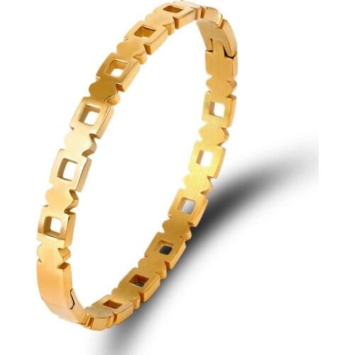 Fashion Cuff Hollow Square Bracelets Bangles For Women Men Geometric Trendy Stainless Steel Bangle Jewelry Bracelet Gifts