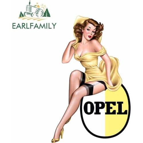 EARLFAMILY 13cm X 8.4cm for Opel Pin Up Girl Car Stickers and Decals Waterproof Trunk Bumper Scratch-Proof Sexy Decor Wrap