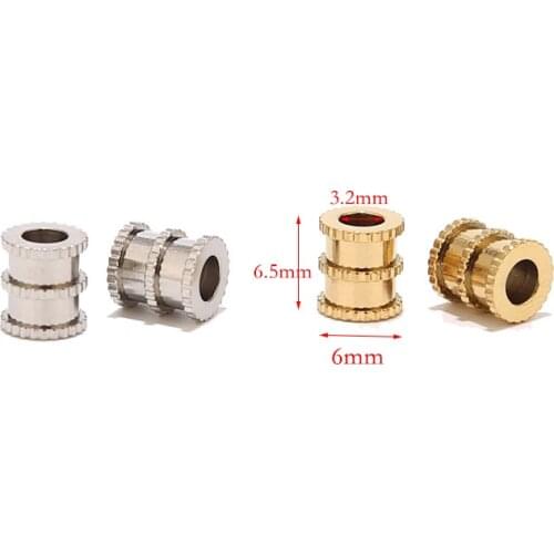 20pcs Gold Tone Stainless Steel 6mm Width Cyclinder Loose Beads Grooved Tube Spacer Bead Connectors DIY Jewelry Making Findings