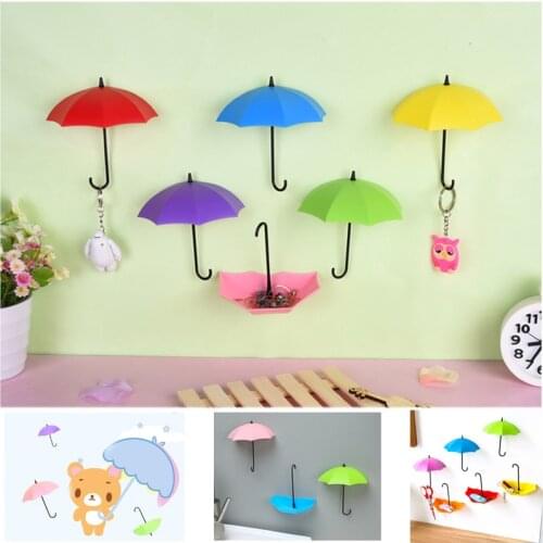6pcs/set Umbrella Hook Self Adhesive Hook Wall Door Clothing Hanger Keys Sundry Hanging Hooks Bathroom Kitchen Sticky Holder