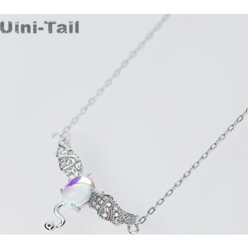Uini-Tail hot new 925 sterling silver forest necklace female moonstone small devil bat clavicle chain personality birthday gift