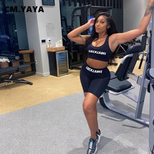 Lemon GinaSummer Street Lucky Label Sweatsuit Basic Sport Womens Set Tank Tops Shorts Matching Two Piece Outfits Active