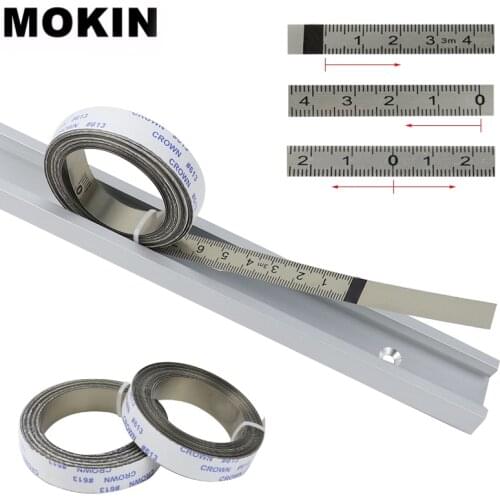 Metric Miter T-track Tape Measure 1M-5M Self Adhesive Stainless Steel Scale Ruler For Track Router Table Saw Carpenter Tools