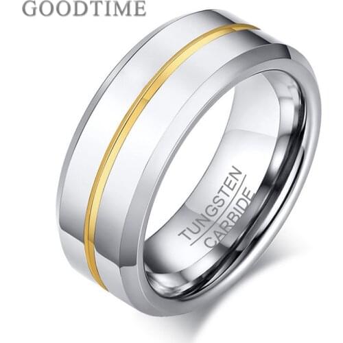 Trendy Tungsten Carbide Rings For Men Fashion Blue Bands Jewelry Engagement Ring For Wedding Party Tungsten Steel Male Rings