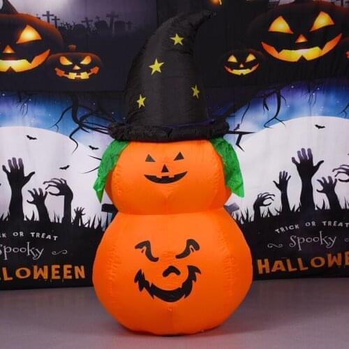 Cartoon Pumpkin Lantern Inflatable LED Light 1.5m Large Halloween Inflatable Elf Halloween Bonfire Party Decoration Party Decor