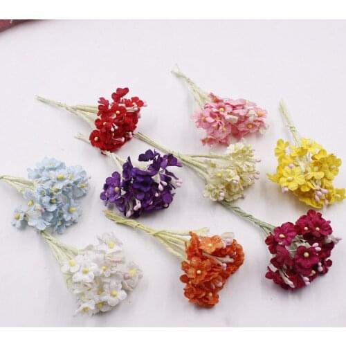 6pcs/ bouquet Artificial Mini Dried Flowers Bouquet Decor Scrapbook Corsage Diy Wrteath Craft Bridal Flowers