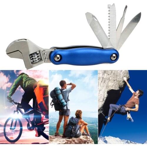 Multifunctional Knife Screwdriver Set 8 in 1 Adjustable Wrench Aluminum Handle Outdoor Camping Saw Blade, Screwdriver, Sickle