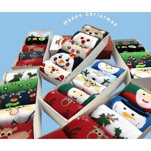 SP&CITY 5Pairs Cartoon Happy Christmas Socks Set Women Winter Cute Cotton Sock Hipster Unisex High Socks Christmas Gift Box Sox