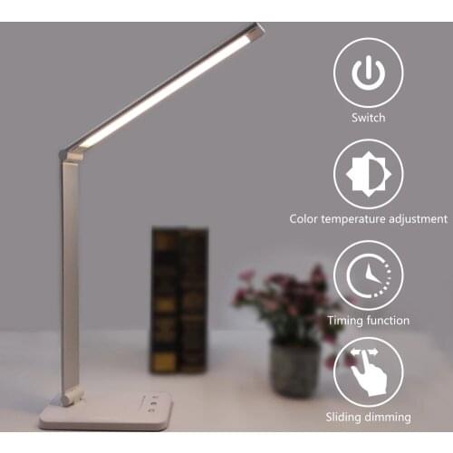 Dimmable Desk Table Lamps,with 5 Color Stepless,Wireless/USB Chargeable Eye Protection Reading Light Study Lamp 2000mah