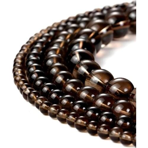 Wholesale Brown Quartz beads Tea crystal stone Top quality Round Loose beads 4/6/8/10/12MM Jewelry bracelet making DIY