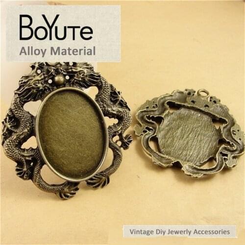 BoYuTe (10 Pieces/Lot) 40*30MM Cabochon Base Vintage Accessories Parts Antique Bronze Pendant Bezel Material for Jewelry Finding