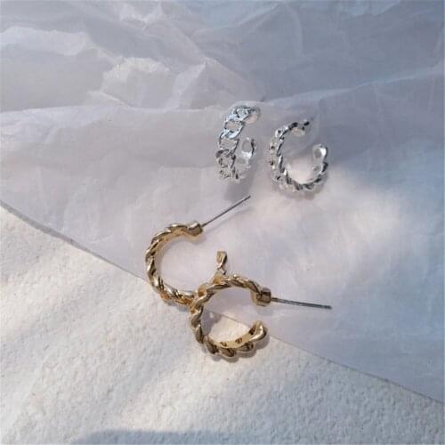 RUANME A Pair Of Earrings Chain Of Creative Personality Type Contracted Mini C Word Earrings Earrings Women Adorn Article