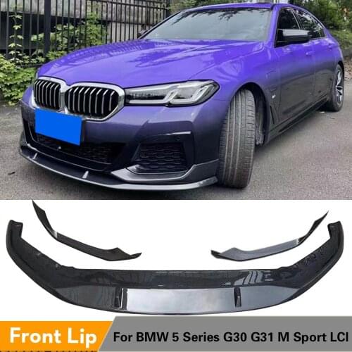 Front Bumper Lip Spoiler for BMW 5 Series G30 G31 M Sport Bumper LCI 2021 Carbon Fiber Car Front Bumper Lip Spoiler Splitters