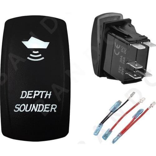 DEPTH SOUNDER Rocker Switch 5P ON-OFF SPST White Led Button for ARB/Carling/NARVA 4x4 Style，12V 24V，Car Accessories，Jumper Wires