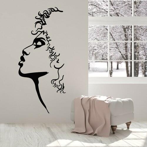 Portrait Stickers Profile Face Popular Art Abstract Woman Vinyl Wall Decal Creative Beauty Salon Poster Home Interior Decor A540