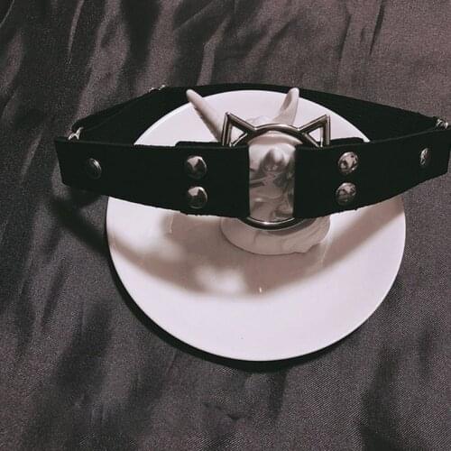 Women Men Sexy Faux Leather Elasticity Leg Garter Belt Cute Hollow Cat Stretchy Wide Band Thigh Ring Anti-Slip Cosplay Harness