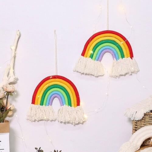 Rainbow Hanging Decor Macrame Home Decoration Accessorie Nordic Wall Ornaments Kids Baby Room Photography Wedding Decoration