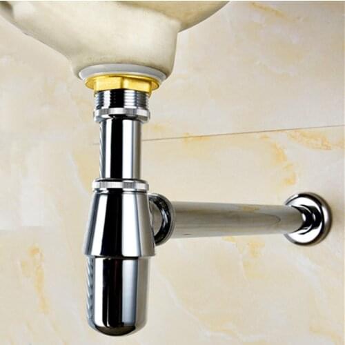 LIUYUE Basin Pop Up Drain Chrome New Bottle Trap Stainless Steel Round Siphon P-TRAP Kit Bathroom Vanity Basin Pipe Waste