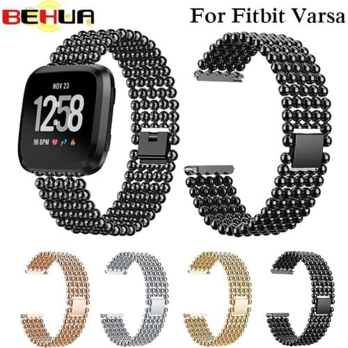 New Beads Round Beads Alloy Watch Band Wrist Strap For Fitbit Versa Replacement Smartwatch Sporting Goods Accessories Watch band