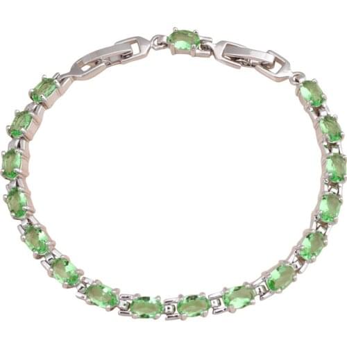 ROLILASON Popular design beautiful bracelets brand Silver plated AAA Zirconia Green Crystal Health Fashion jewelry TBS751