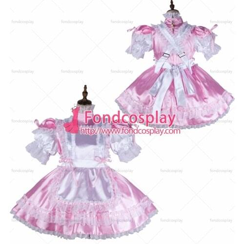 Sissy maid satin dress lockable Uniform cosplay costume Tailor-made[G2145]