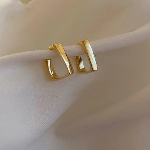 Gold Color Metal Hoop Earrings For Women Circle Square Shape Geometric Earrings 2021 Trendy New Fashion pendientes Jewelry