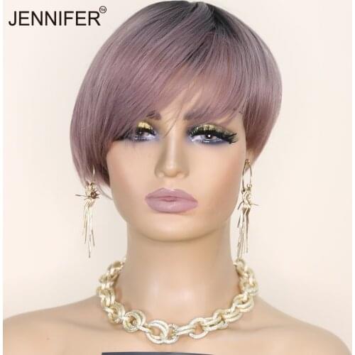 Synthetic wig Multiple colors short straight hair with bangs wigs for women Daily Party High Temperature Fiber Mechanism wig