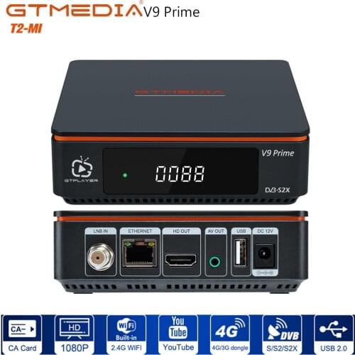GTMEDIA V9 Prime Satellite Receiver H.265 HEVC Receptor 1080P MultiStream/T2MI Decoder Support DVB-S/S2/S2X IPTV TV Receiver