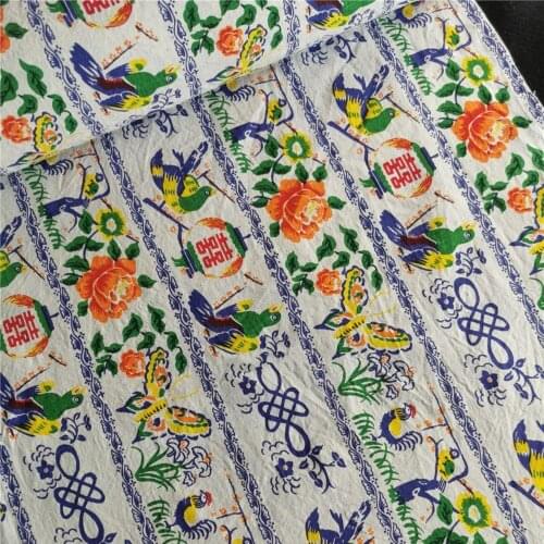 NW77 Chinese Style Fabrics Double Happiness Butterfly 100% Cotton Fabrics with Chinese Auspicious Pattern Printed DIY Fabrics