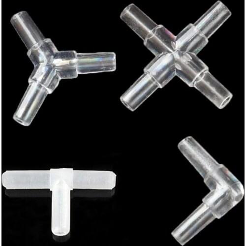 10pcs/lot 4mm TShaped Plastic Connector Aquarium Acessorios 2/3/4 ways Fish Tank Air Pump Connector Control Valve Air Pipe Tubes