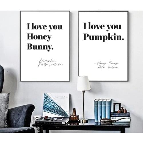 Pulp Fiction Quote Posters and Prints Minimalist Movie Wall Art Canvas Painting Honey Bunny Pulp fiction Pictures Bedroom Decor