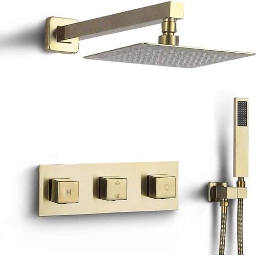 Shower Faucets Sets Complete 3-Handle Controlled 8-Inch Rainfall Shower Head, Luxury Shower Filler Mixer Valve Included B