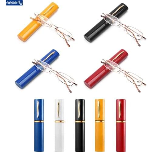 Seemfly Ultralight Reading Glasses With Glasses Case Unisex Portable Presbyopic Glasses Metal Case With degree +1 +1.5 +2 +3 +4