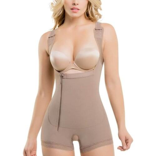 Integrated Strap Body Shaper Fajas Colombianas Culotte Gainante Shoulder Strap Zipper All-In-One Shapewear