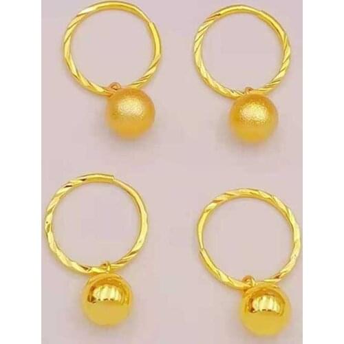 24k Gold Filled Drop Earrings for Women Pure Gold Color Wedding Ball Shape Drop Earing Brinco Fashion Women Jewelry Gifts