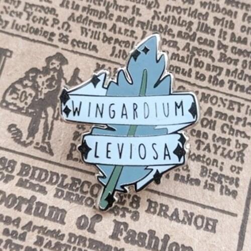 Wingardium Leviosa Leaves Enamel Brooch Pin Backpack Hat Bag Collar Lapel Pins Badges Women Mens Fashion Jewelry Accessories