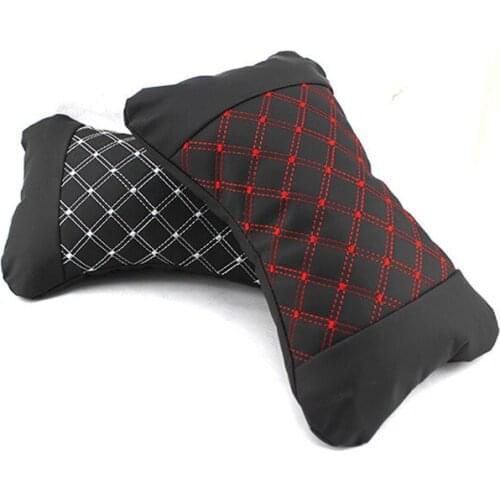 1 Pair Wine Car Health Pillow Leather Dog Bone Shape Car Neck Pillow/Cushion with Cosmos Fastening Strap