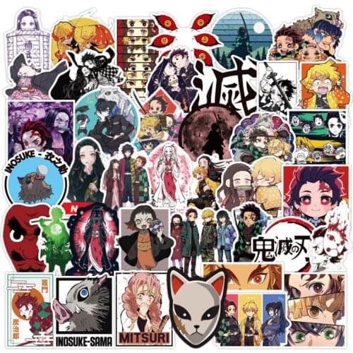 10/50pcs Demon Slayer Kimetsu No Yaiba Sticker Anime Waterproof PVC Skateboard Motorcycle Guitar Kids Girl Graffiti Stickers