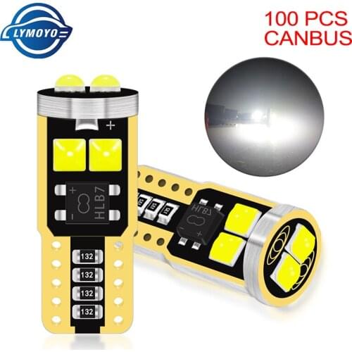 100PC Canbus T10 LED W5W LED Car light 3030 6SMD Light Wedge Lamp 168 501 2825 Auto Car Interior Reading Lamp Dome Parking Light