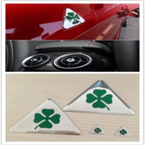2pcs Alfa Romeo Giulietta Spider GT quatrefoil green delta Car Side Fender Emblem Rear Trunk Badge Sticker for 147 156 159 166