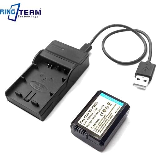 2-in-1 NPFW50 NP-FW50 Battery & USB Charger for Sony Alpha NEX and SLT Cameras A33 A37 A55 A3000 A7 A7R A6000 A6300 A6500 A7000