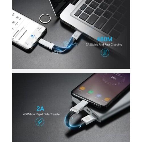 3 in 1 Portable Mini Keychain USB Cable Micro USB Type C For iPhone 12 Mini Pro Max 11 XR 8 Data Charging Cable 2021 New