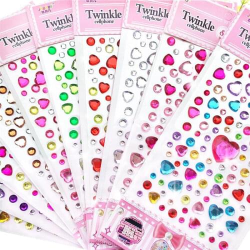 3D Children Gem Stickers Diamond Sticker Acrylic Crystal Sticker DIY Mobile Phone Car Toy Decoration Rhinestone For Kids Girls