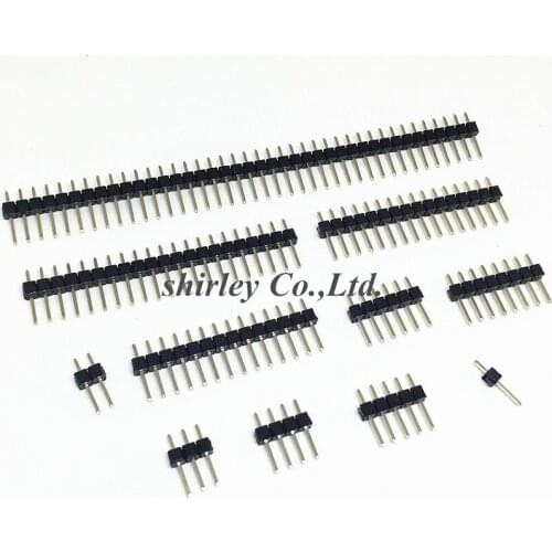 50pcs 2.54mm Pitch 1/2/3/4/5/6/8/9/10/12/14/15/16/20/22/24/28/32-40 Pins Header Strip Single Row Pin Header Strip PCB Connector