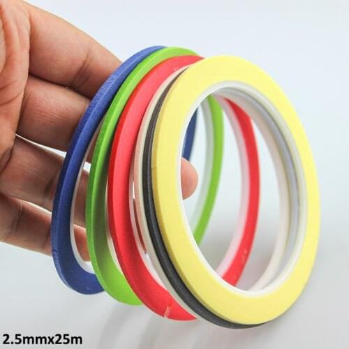 6 Rolls 2.5mm x 25m Draping Tape Pattern Making Supplies Masking Tape & Nail Art Tape Mixed Colors ( One color One roll)