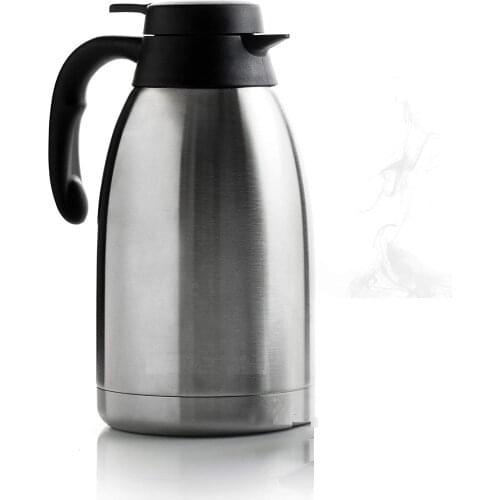68 Oz Stainless Steel Thermal Coffee Carafe / Double Walled Vacuum Flask / 12 Hour Heat Retention / 2 Liter Tea, Water, and Coff